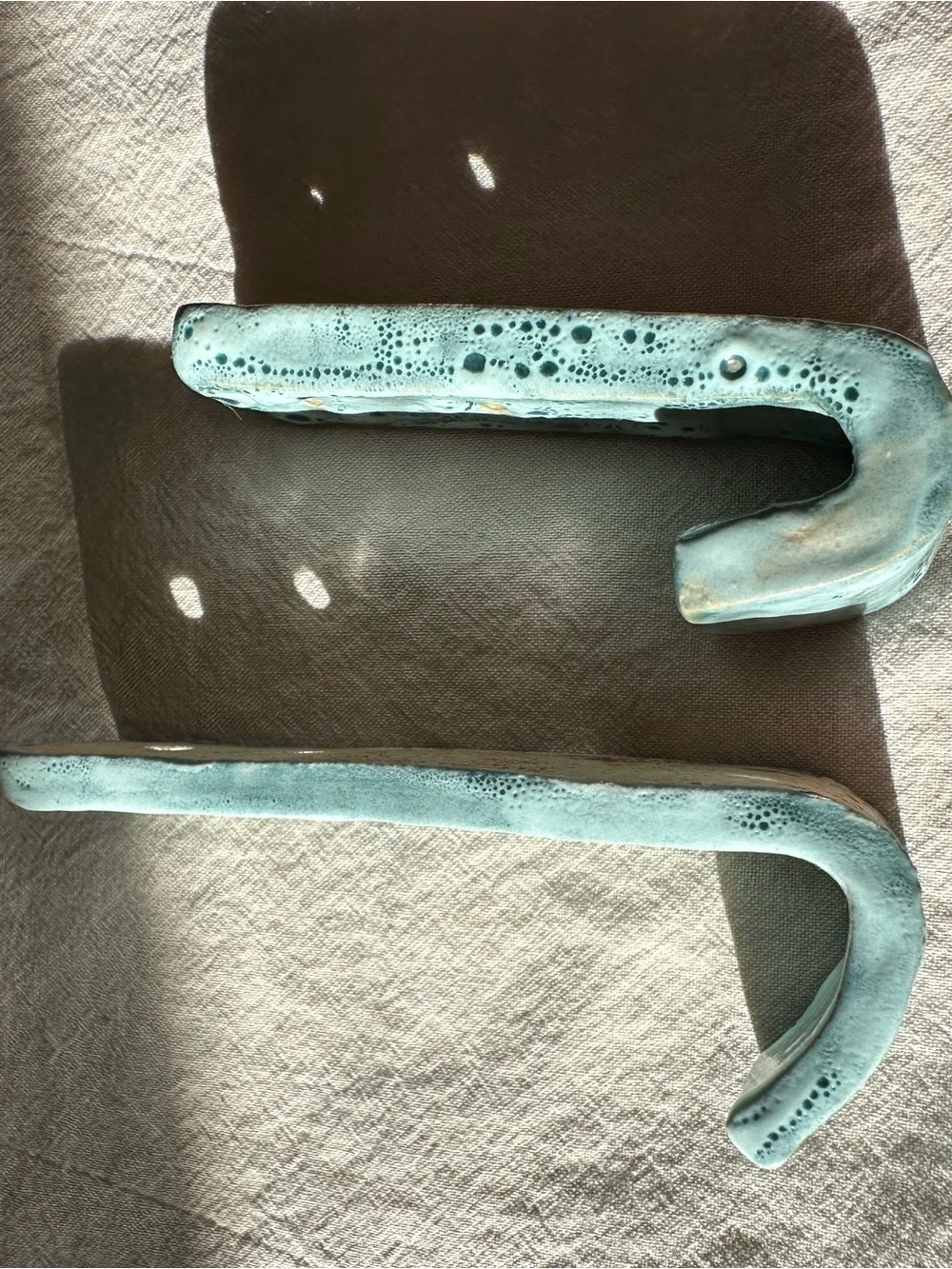 Handmade Ceramic Seafoam Glazed Wall Hooks - Set of 2